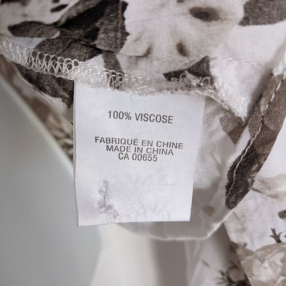 Smart SET white floral blouse crop top brown roses viscose Medium reworked - Picture 8 of 11